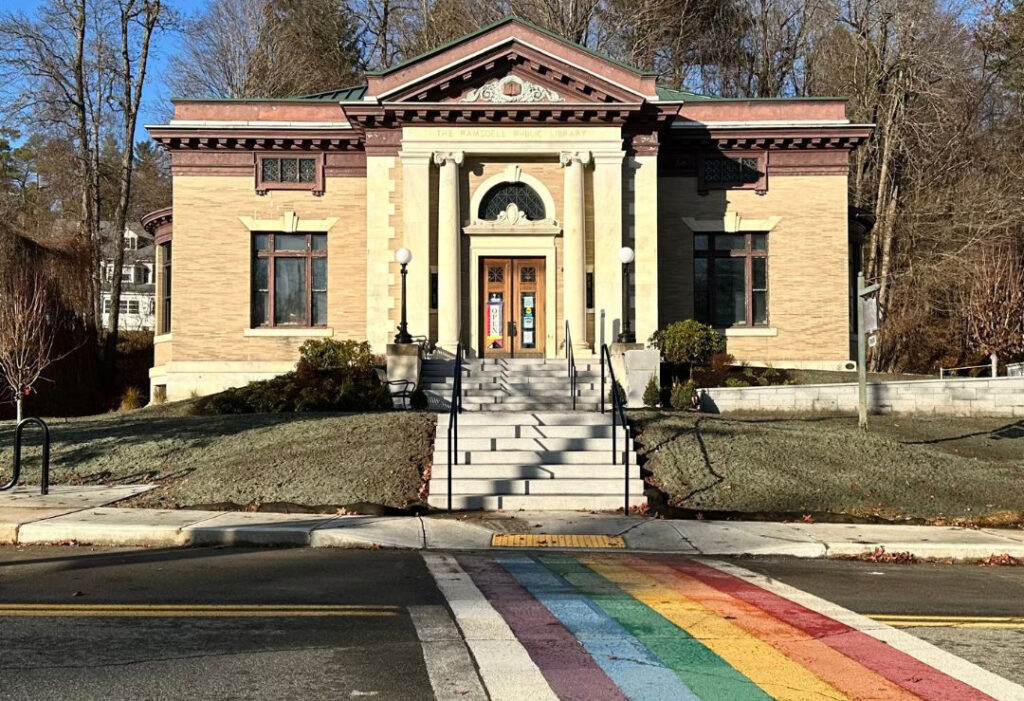 Ramsdell Library with Rainbow Crosswalk
